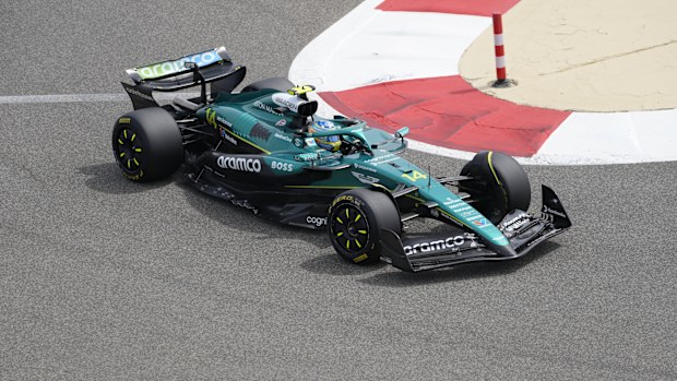 Aston Martin driver Fernando Alonso of Spain in action during a Formula One pre-season test at the Bahrain International Circuit in Sakhir, Bahrain, Friday, Feb. 28, 2025. (AP Photo/Darko Bandic)