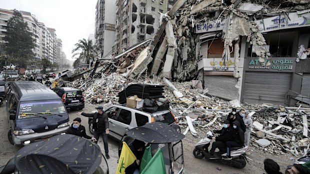 Displaced residents return to Dahiyeh, in Beirut, Lebanon, following a ceasefire between Israel and Hezbollah that went into effect on Wednesday, Nov. 27, 2024.  