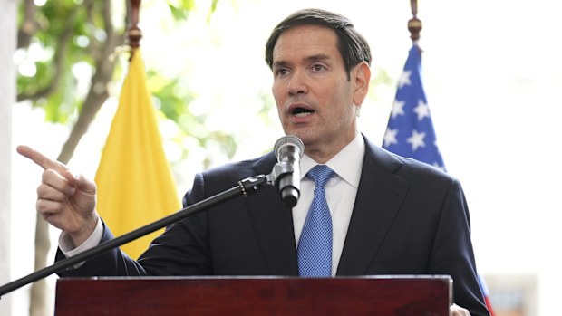 Secretary of State Marco Rubio speaks during a joint news conference with Ecuadors Foreign Minister Gabriela Sommerfeld at the Palacio de Carondelet, in Quito, Ecuador, Thursday, Sept. 4, 2025. (AP Photo/Jacquelyn Martin, Pool)