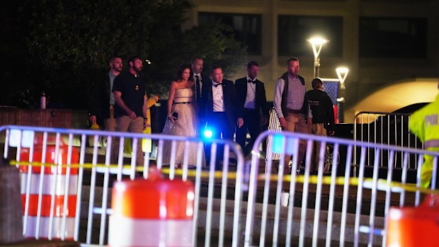 Guest evacuate the Washington Hilton.