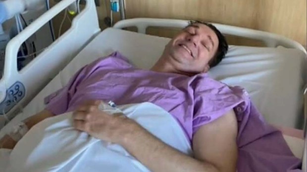 A boat collided with Onno Van Es, a 54-year-old paddleboarder, after he ventured into the waves at Palm Beach on Sunday morning. 