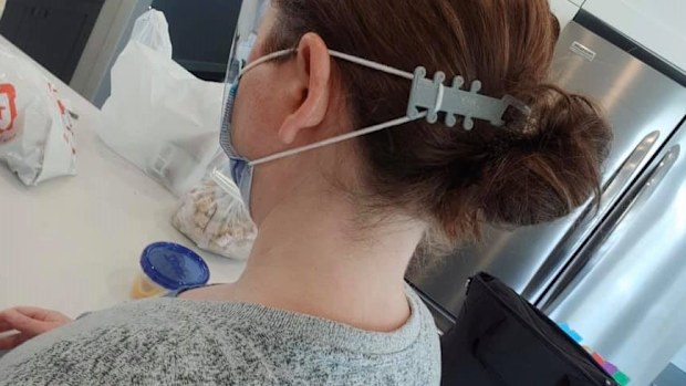 Quinn's contraption takes the pressure off healthcare worker's ears with a single strap.