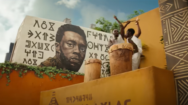 Tribute to the late Chadwick Boseman in Black Panther: Wakanda Forever.