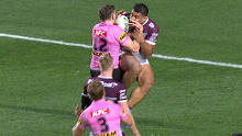 Liam Martin jumps for the ball.