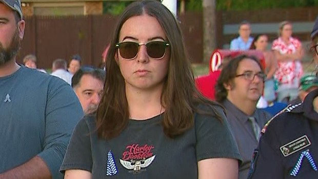Survivor of the Wieambilla police shooting, Constable Keely Brough, at a vigil held in the Queensland town of Chinchilla.