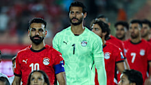 Mohamed Salah stands before the FIFA World Cup African qualifiers match between Egypt and Ethiopia.