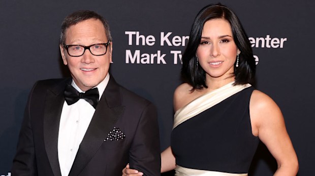Rob Schneider and Patricia Azarcoya Schneider attend the 24th Annual Mark Twain Prize For American Humor at The Kennedy Center on March 19, 2023 in Washington, DC. 
