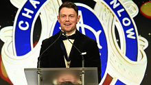 Lachie Neale gives his acceptance speech after winning the Brownlow Medal. 