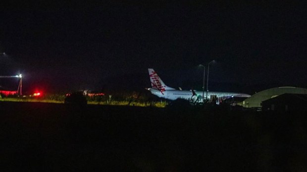 The Boeing 737 after safety landing at Invercargill Airport