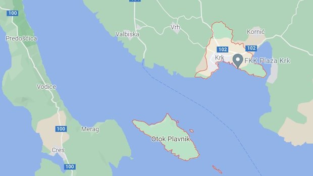 Local Croatian police said the woman, believed to be in her 60s, was found on the island of Krk. 