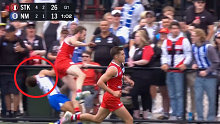 Jye Simpkin was hit by Jimmy Webster in Sunday's practice match.