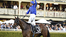 Blake Shinn celebrates after Happy Clapper's win.
