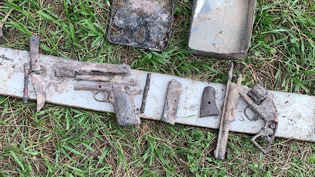 Weapons found in a metal tin during a Clean Up Australia Day event in Brisbane.