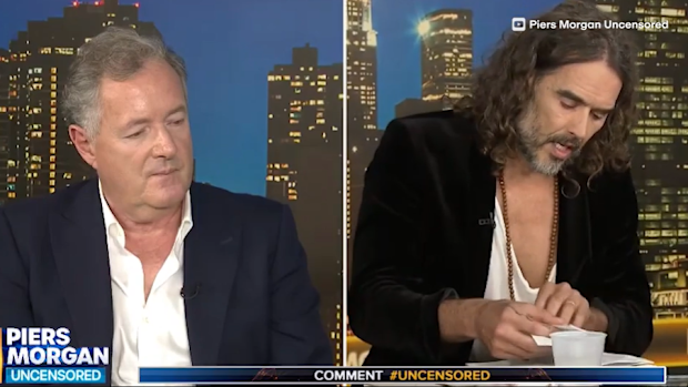 Piers Morgan claims Russell Brand was 'inappropriately tactile' during now-viral Bible verse interview | Nine.com.au