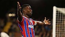 Marc Guehi celebrates after scoring a goal to put Crystal Palace 2-1 ahead against Fulham.