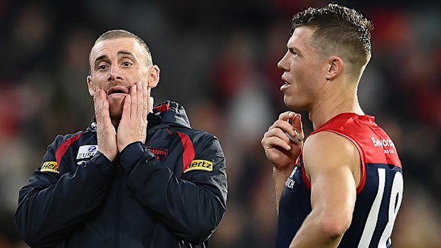 Max Gawn, Simon Goodwin and Jake Melksham