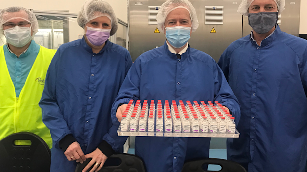 Bill Shorten visits AstraZeneca factory in Victoria.
