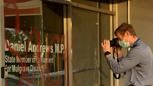 Police are investigating the vandalism and Andrews' Melbourne office.