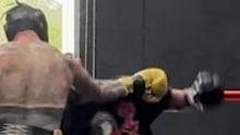 The moment Tyson Pedro fractured his elbow in training.
