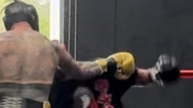 The moment Tyson Pedro fractured his elbow in training.