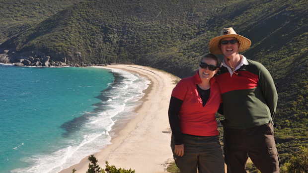 Lacey Filipich with her husband on holiday
