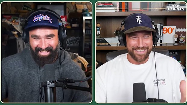 Jason Kelce (left), Travis Kelce (right)