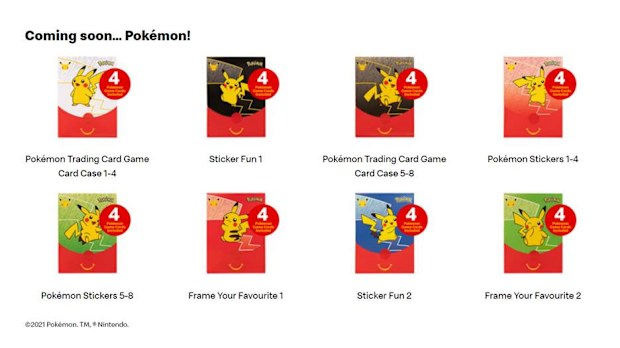 McDonald's updated their website on Thursday displaying Pokémon cards on offer. 