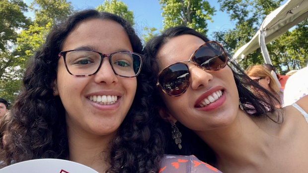 Rizina Yadav (right) with a friend.