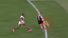 Jack Higgins booted a goal from this kick.