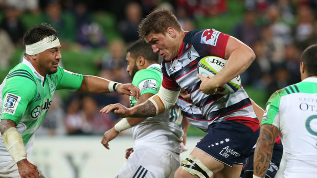 Sean McMahon in action for the Rebels against the Highlanders. (AAP)