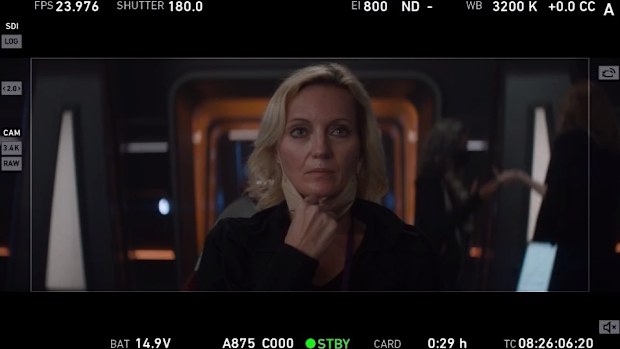 Margot Muraszkiewicz working as a stand-in actress on the set of 'Star Trek: Picard'.
