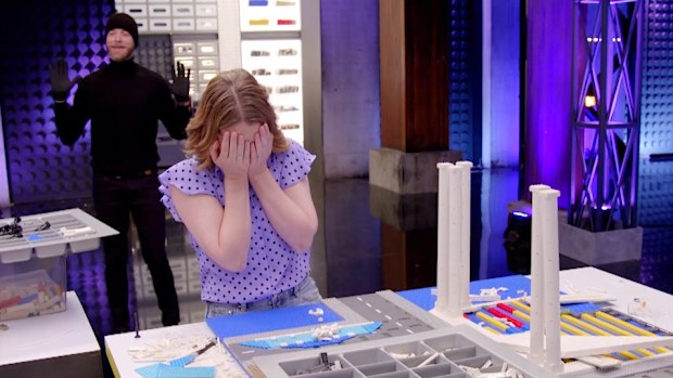 LEGO Masters 2023 promo the heist sunday Hamish Blake Gabby and Ryan