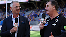 Adam Simpson and St Kilda coach Ross Lyon.