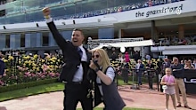 Michael Hickmott celebrates Fancify's victory.