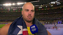 An emotional Matt Denny speaks to Nine after winning bronze.