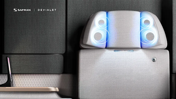 Japan Airlines in-headrest speakers