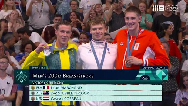 Zac Stubblety-Cook claims his silver medal.