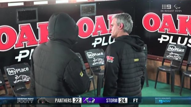 Nathan Cleary looks disheartened in the Panthers' sheds.
