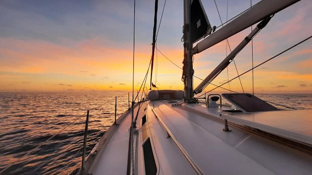 In between emptying bucketloads of water from their leaky yacht, there were moments of bliss in the Pacific Ocean.