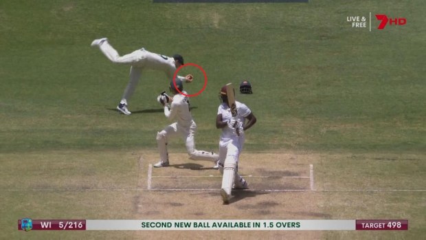 Steve Smith takes a screamer at slip to remove Jason Holder.