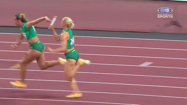 Ella Connolly trying to pass the baton to Bree Rizzo.