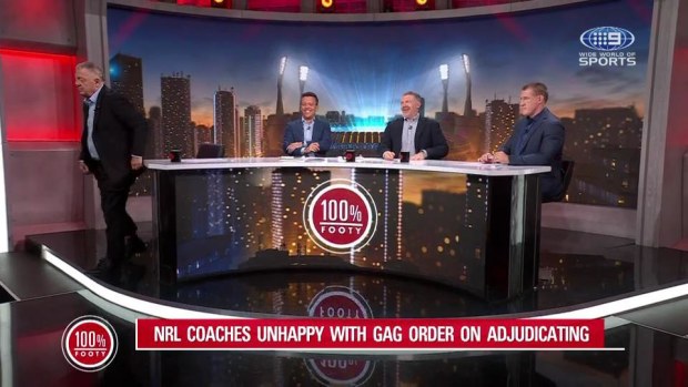 Bulldogs supremo Phil Gould twice walked off the set of 100% Footy during discussions about referees.