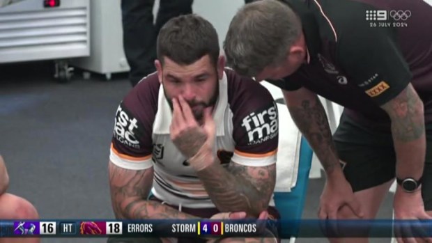 Adam Reynold is overcome with emotion after suffering an injury.