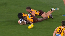 Mabior Chol's tackle on Tom Stewart