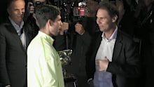 Carlos Alcaraz and Rafael Nadal post-match. 