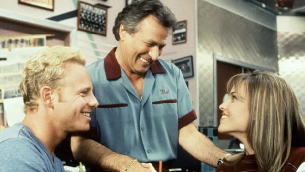 Joe E. Tata, seen here with Ian Ziering and Hilary Swank, played a father-figure on the show.