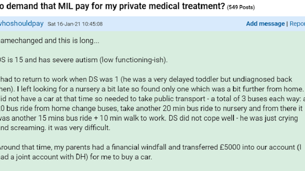 The woman has shared her dilemma on Mumsnet.