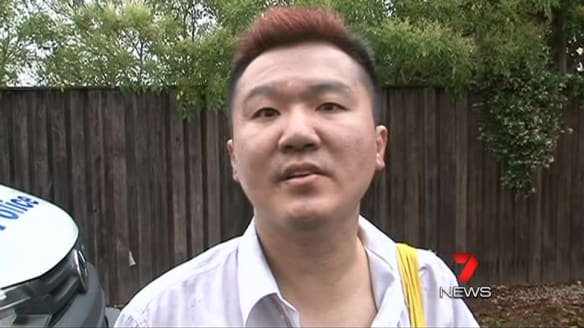 Nurse Roger Dean speaks to the media after the fire at the Quakers Hill Nursing Home that killed 11 residents.