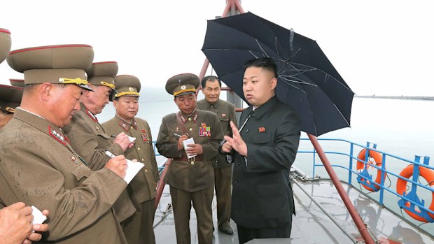Kim Jong-Un inspecting the Fishery Station under the Korean People's Army (Getty).