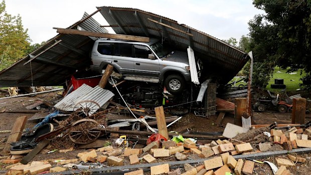 Damage and destruction caused to the Arkinstall family home by flooding in Stroud. (AAP)